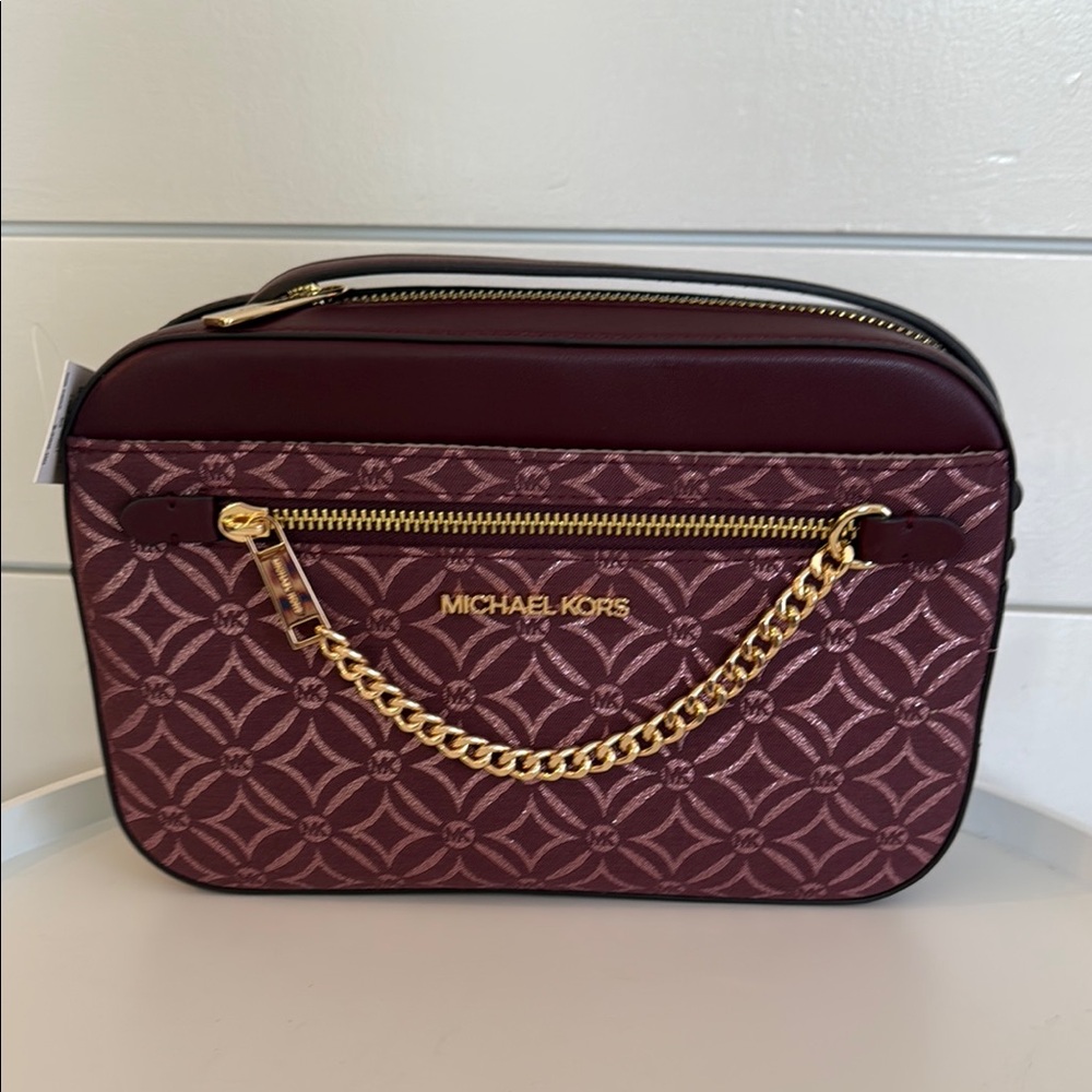 NWT Michael Kors Jet Set Chain Crossbody Bag in Oxblood